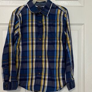 Nautica Kids Yellow and Blue Plaid Button Down Shirt